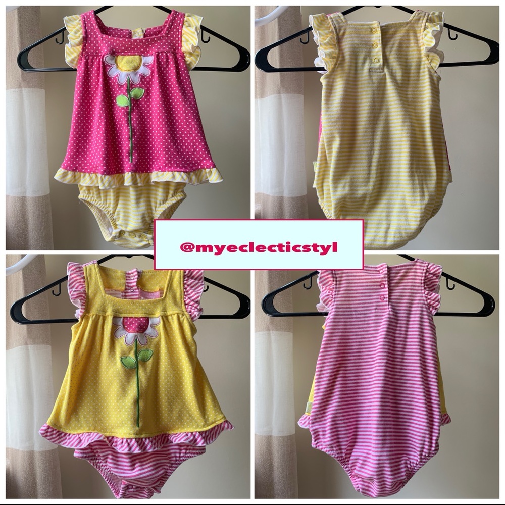 Cute Striped Polka Dot Baby Floral Ruffles Suits